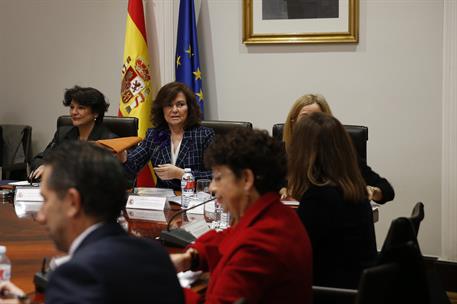 7/11/2018. Calvo preside la reunión de la Comisión Interministerial de Igualdad. La vicepresidenta del Gobierno, ministra de la Presidencia,...