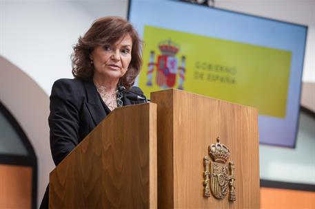 9/11/2018. Carmen Calvo en Extremadura. La vicepresidenta del Gobierno, Carmen Calvo, durante su intervención en las Jornadas de Formación a...