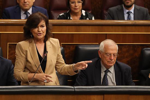 10/10/2018. Sesión de control del Congreso de los Diputados. La vicepresidenta Carmen Calvo, junto al ministro de Asuntos Exteriores Josep B...