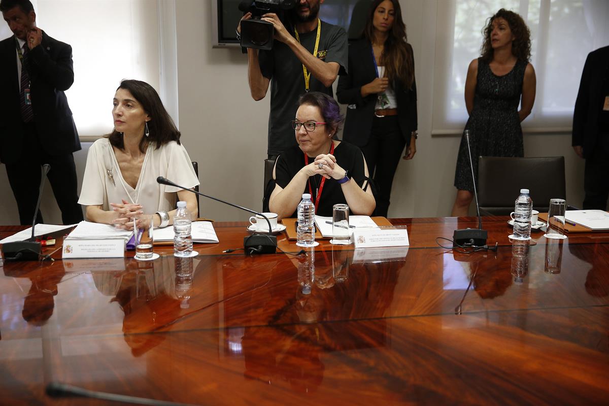 31/07/2018. Calvo preside la Conferencia Sectorial de Igualdad. La directora del Instituto de la Mujer, Silvia Buabent y la delegada del Gob...