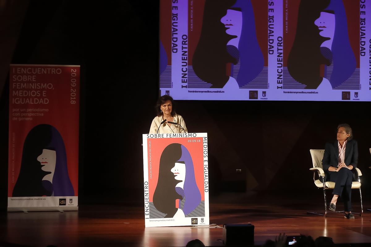 20/09/2018. Carmen Calvo asiste al I Encuentro Feminismo, Medios e Igualdad. La vicepresidenta del Gobierno, ministra de la Presidencia, Rel...
