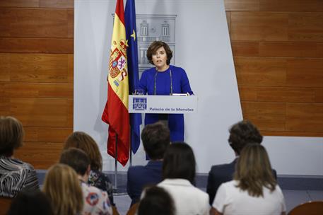 6/09/2017. Declaración de Soraya Sáenz de Santamaría. La vicepresidenta, ministra de la Presidencia y para las Administraciones Territoriale...