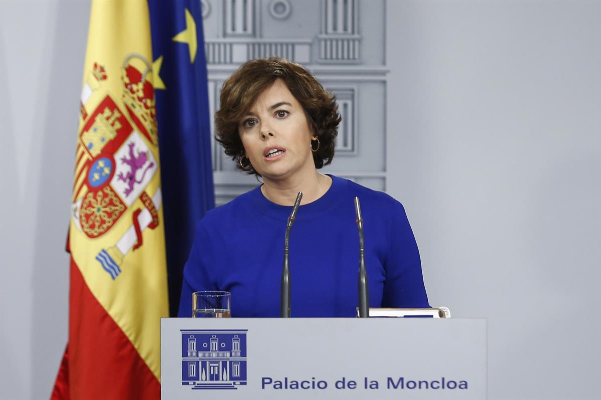 6/09/2017. Declaración de Soraya Sáenz de Santamaría. La vicepresidenta, ministra de la Presidencia y para las Administraciones Territoriale...