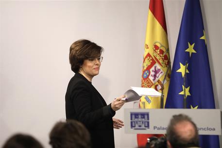 25/01/2018. Sáenz de Santamaría comparece para informar sobre Cataluña. La vicepresidenta del Gobierno, Soraya Sáenz de Santamaría, comparec...