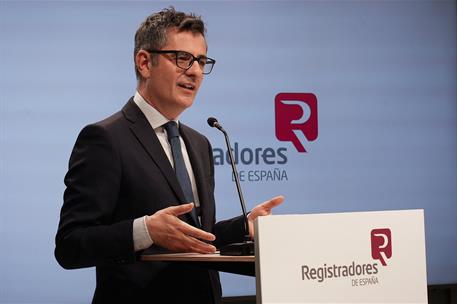 El ministro de la Presidencia, Justicia y Relaciones con las Cortes, Félix Bolaños, durante su intervención