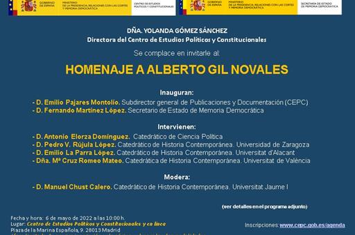 4/05/2022. El Centro de Estudios Políticos y Constitucionales rinde homenaje a Alberto Gil Novales, figura «preeminente y referencial» en la histor...