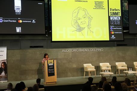 2/10/2018. Calvo interviene en la jornada "Forbes Summit Women". La vicepresidenta del Gobierno y ministra de la Presidencia, Relaciones con...