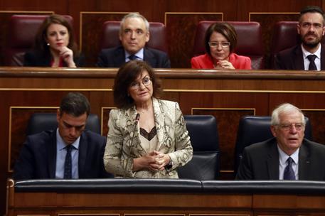 21/11/2018. Calvo asiste a la sesión de control al Gobierno en el Congreso. La vicepresidenta del Gobierno y ministra de la Presidencia, Rel...