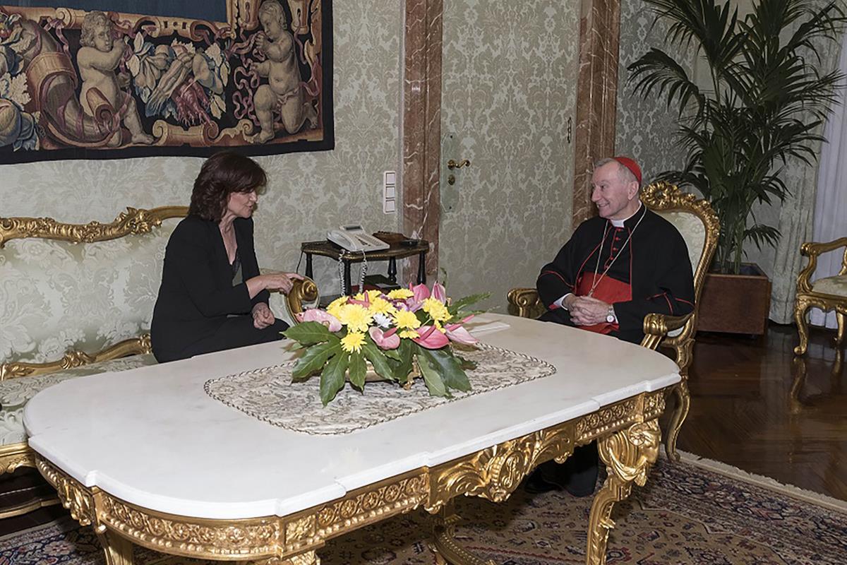 29/10/2018. Viaje de Carmen Calvo a El Vaticano. La vicepresidenta del Gobierno y ministra de la Presidencia, Relaciones con las Cortes e Ig...