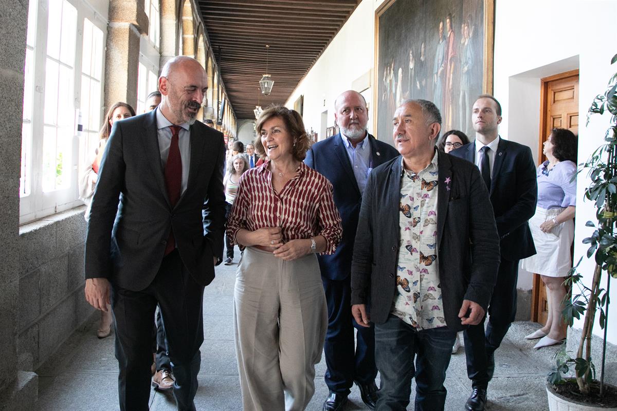 3/07/2019. Carmen Calvo interviene en el curso de verano de la UCM "Feminismo y Movimiento obrero". La vicepresidenta del Gobierno y ministr...