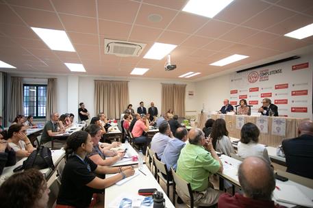 3/07/2019. Carmen Calvo interviene en el curso de verano de la UCM "Feminismo y Movimiento obrero". Asistentes al acto de inauguración del c...