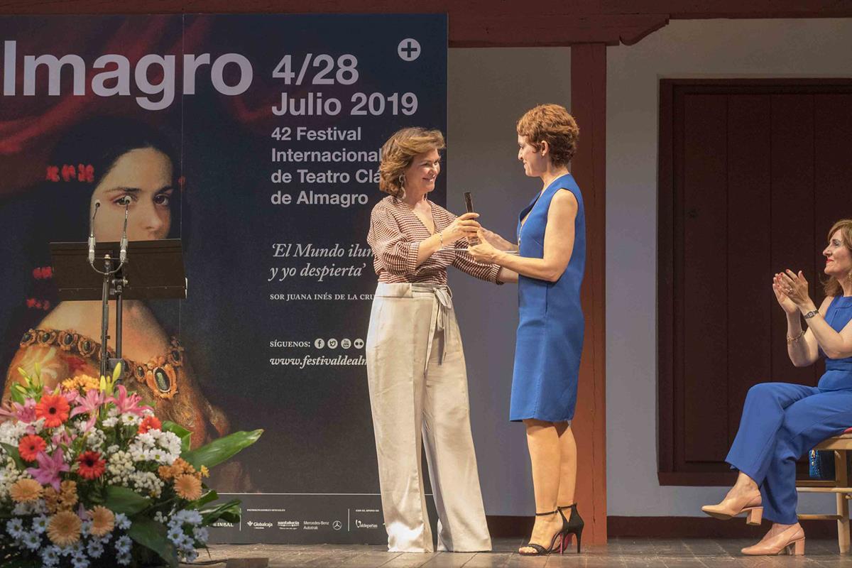 4/07/2019. Carmen Calvo, en su visita a Almagro, con motivo de la inauguración del 42 Festival de Teatro Clásico de Almagro. La vicepresiden...