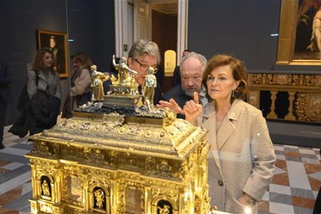 4/12/2019. Carmen Calvo asiste a la exposición "La otra Corte. Mujeres de la Casa de Austria". La vicepresidenta del Gobierno y ministra de ...