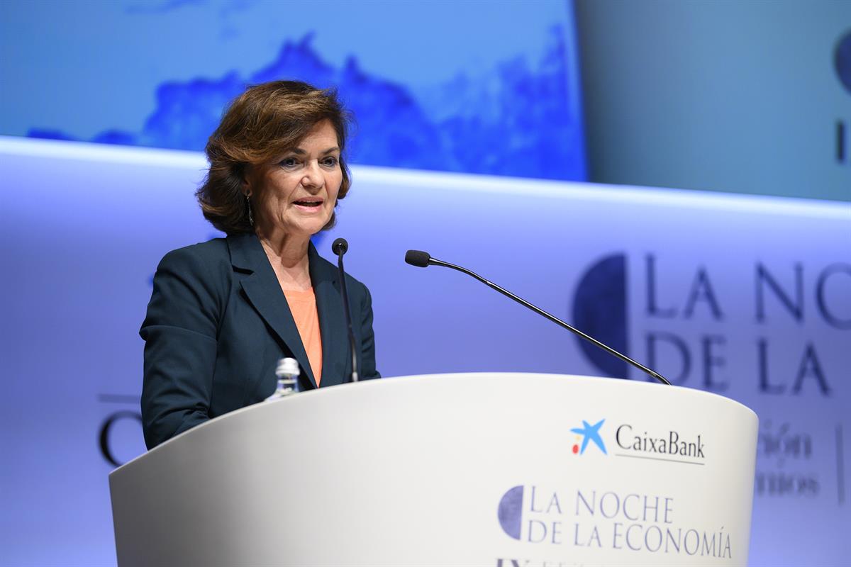 3/12/2019. Carmen Calvo asiste a la IX Edición de los premios de 'La Noche de la Economía'. La vicepresidenta del Gobierno y ministra de la ...