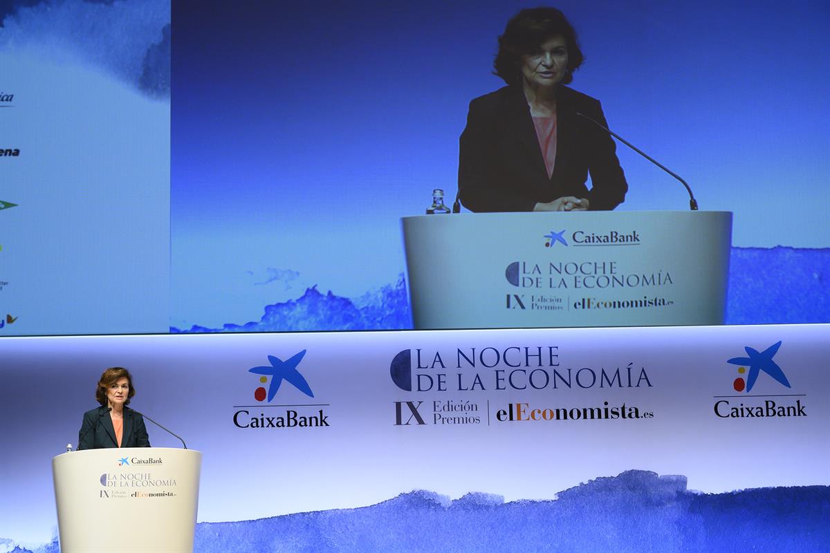 3/12/2019. Carmen Calvo asiste a la IX Edición de los premios de 'La Noche de la Economía'. La vicepresidenta del Gobierno y ministra de la ...