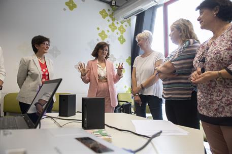 6/06/2019. Carmen Calvo visita el Centro de Igualdad de Móstoles. La vicepresidenta del Gobierno y ministra de la Presidencia, Relaciones co...