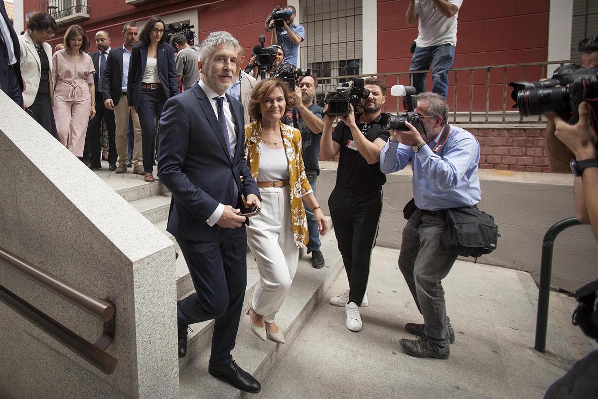 7/08/2019. Calvo visita las instalaciones de VioGén. La vicepresidenta del Gobierno, ministra de la Presidencia, Relaciones con las Cortes e...