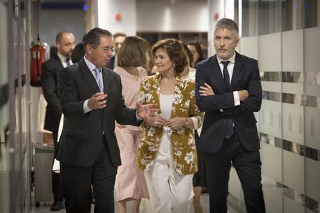 7/08/2019. Calvo visita las instalaciones de VioGén. La vicepresidenta del Gobierno, ministra de la Presidencia, Relaciones con las Cortes e...