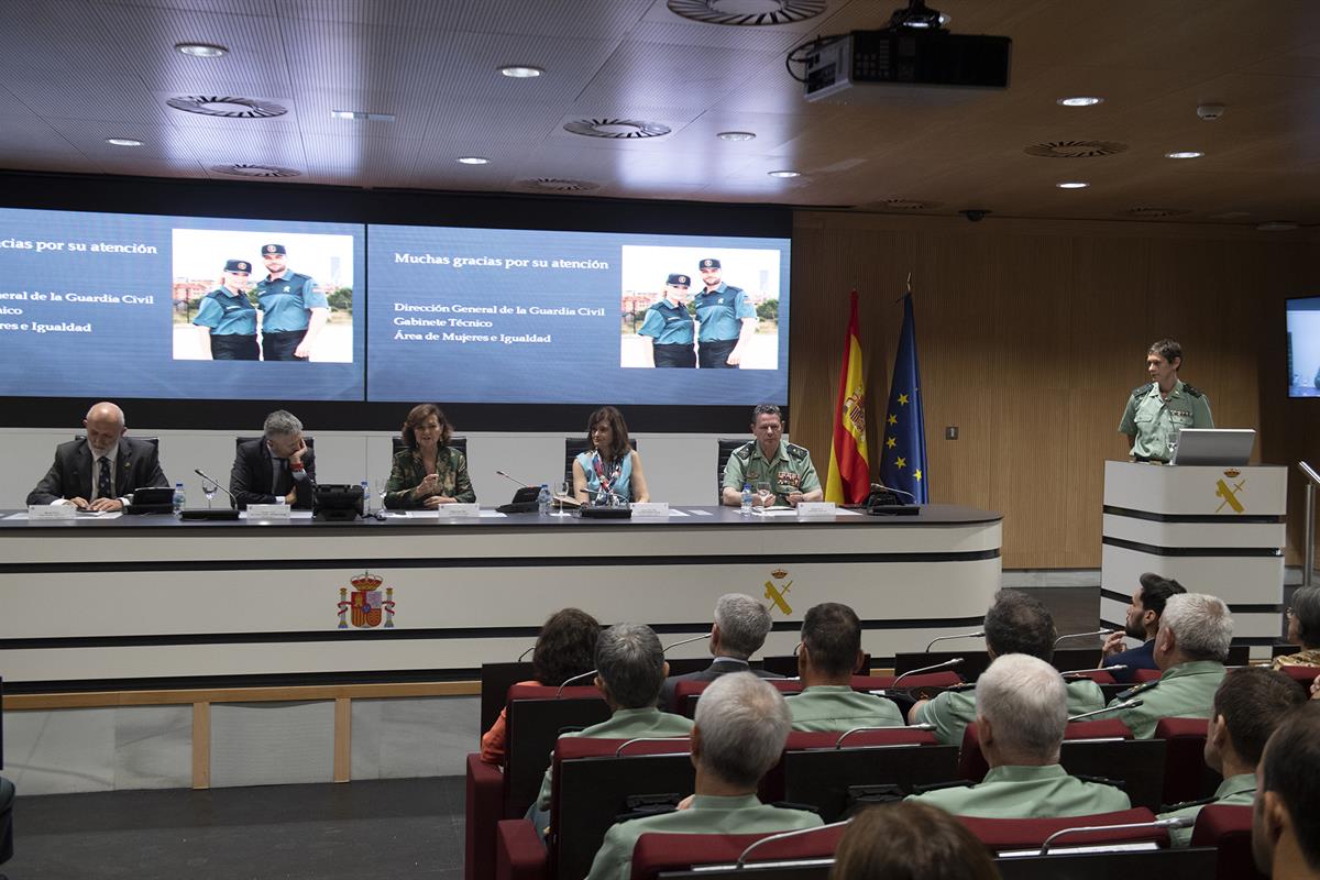 11/07/2019. Carmen Calvo asiste a la presentación del Plan de Igualdad de la Guardia Civil. La vicepresidenta del Gobierno, ministra de la P...