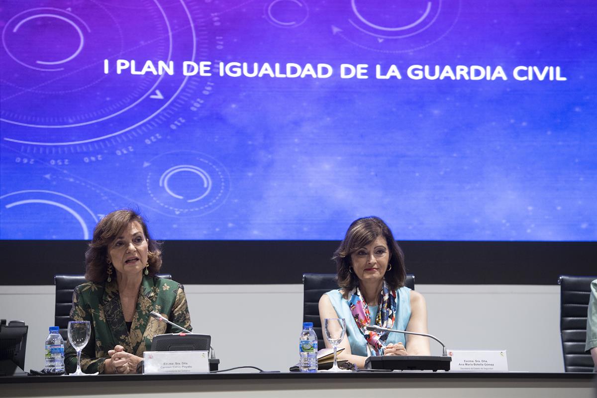 11/07/2019. Carmen Calvo asiste a la presentación del Plan de Igualdad de la Guardia Civil. La vicepresidenta del Gobierno, ministra de la P...