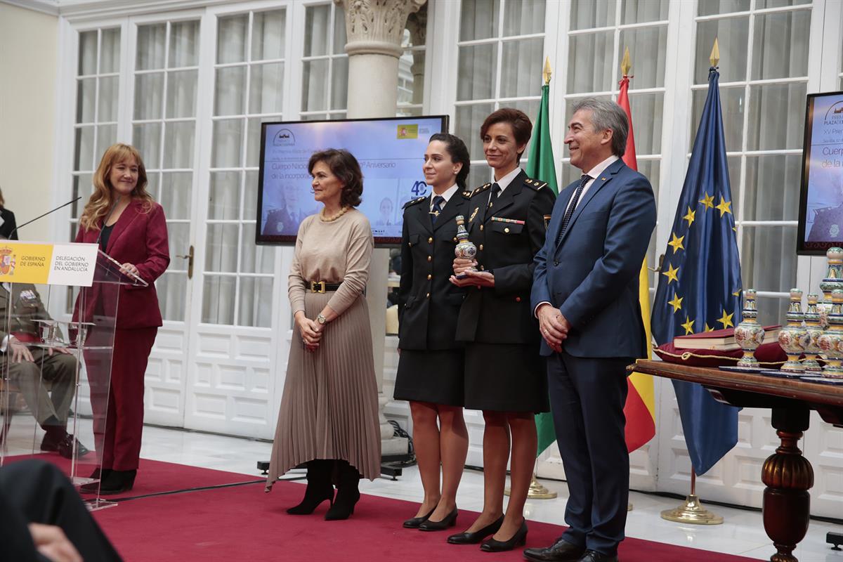 12/12/2019. Calvo asiste a la entrega de la XV edición de los Premios Plaza de España en Sevilla. La vicepresidenta del Gobierno, ministra d...