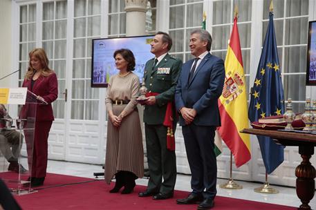 12/12/2019. Calvo asiste a la entrega de la XV edición de los Premios Plaza de España en Sevilla. La vicepresidenta del Gobierno, ministra d...