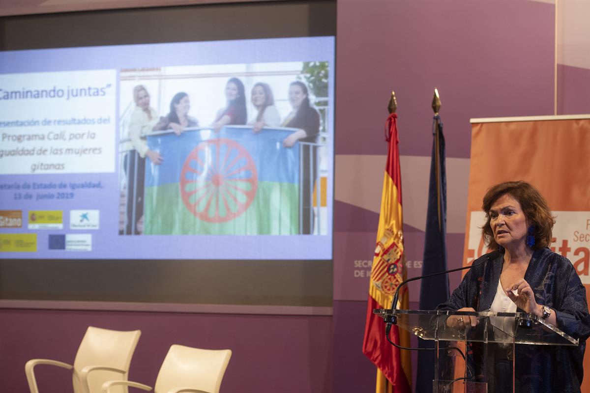 13/06/2019. Calvo clausura el encuentro Caminando juntas de la Fundación Secretariado Gitano. La vicepresidenta del Gobierno, ministra de la...