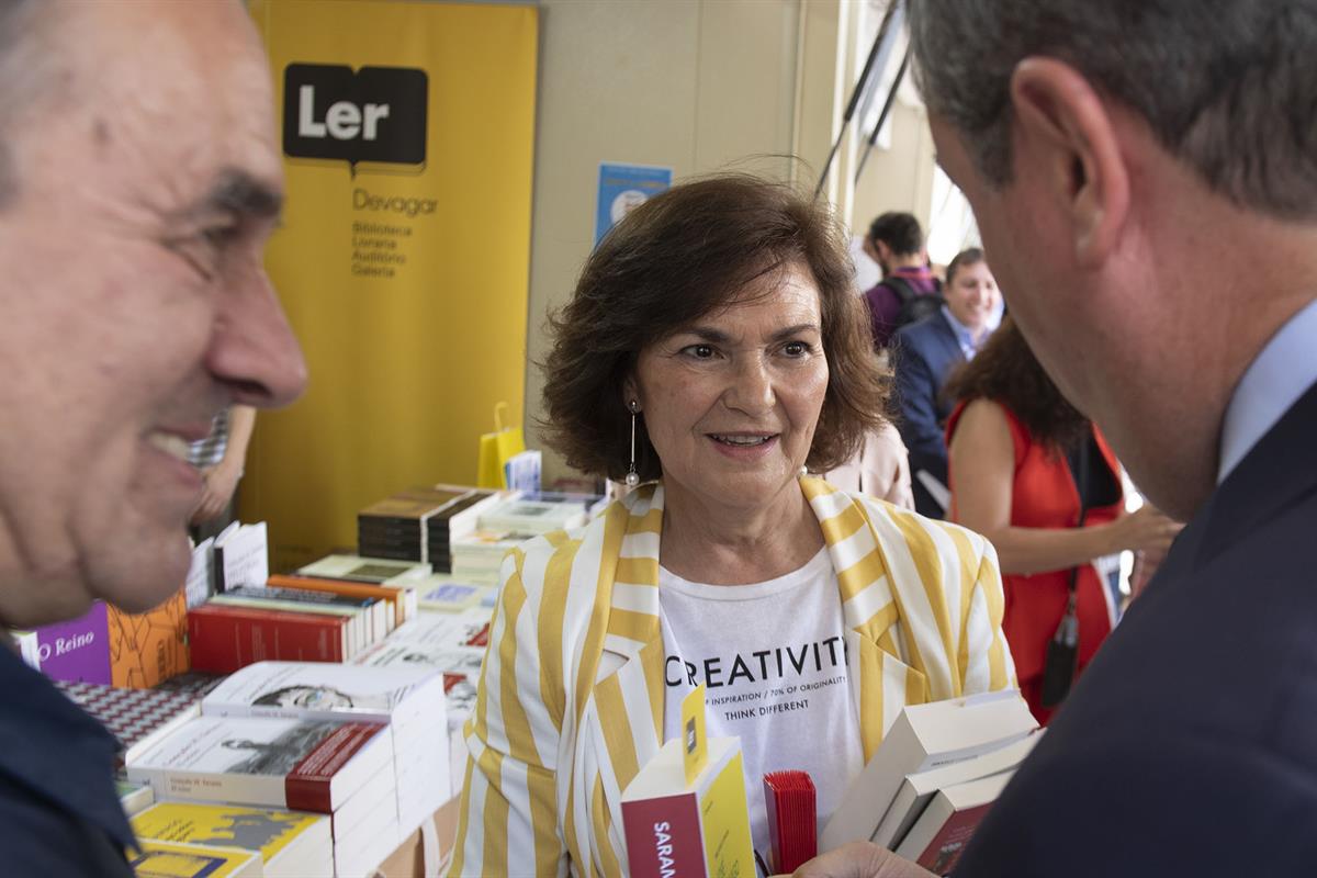 23/05/2019. Calvo inaugura la Feria del Libro de Sevilla. La vicepresidenta en funciones y ministra de la Presidencia, Relaciones con las Co...