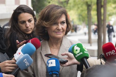 24/10/2019. Calvo visita la Real Academia Española Pool Moncloa/Juan Aguirre. La vicepresidenta del Gobierno, ministra de la Presidencia, Re...
