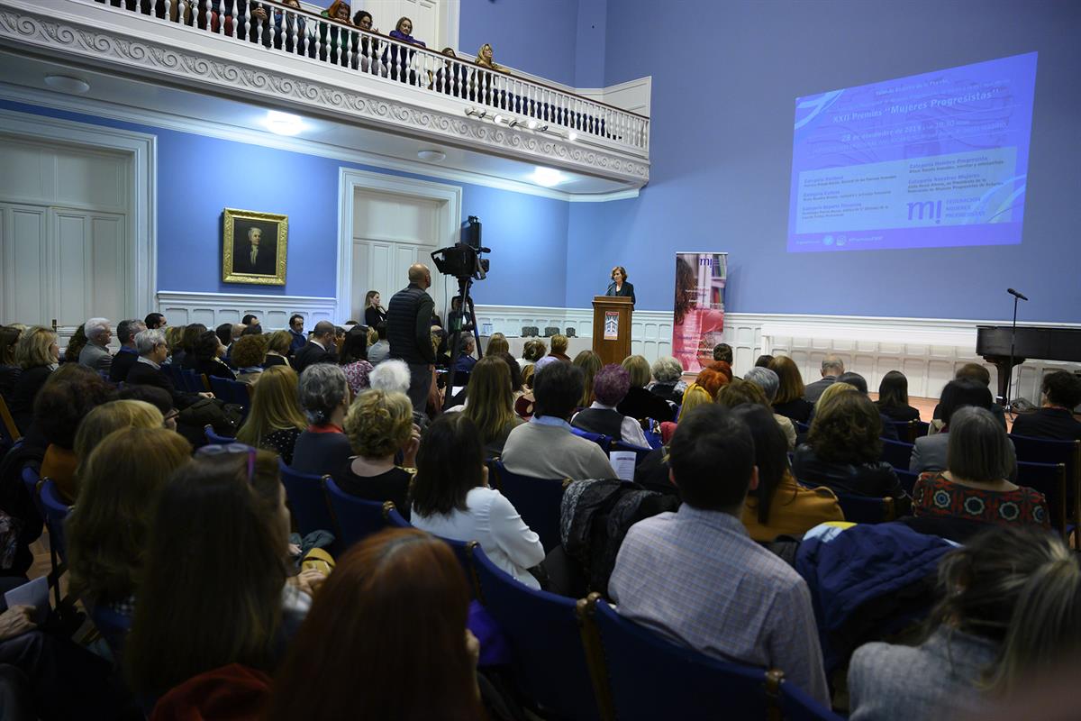 28/11/2019. Calvo: "El buen nombre de España está unido a su primer apellido que es democracia, y a su segundo apellido, feminismo".. La vic...