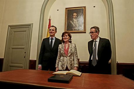 30/01/2019. Carmen Calvo participa en el homenaje a siete académicos represaliados tras la Guerra Civil. La vicepresidenta del Gobierno, min...