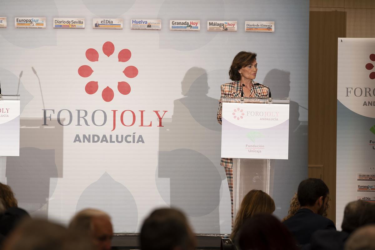 6/03/2020. Calvo interviene en la conferencia coloquio del Grupo JOLY. La vicepresidenta del Gobierno, ministra de la Presidencia, Relacione...