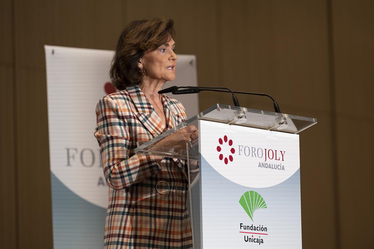 6/03/2020. Calvo interviene en la conferencia coloquio del Grupo JOLY. La vicepresidenta del Gobierno, ministra de la Presidencia, Relacione...