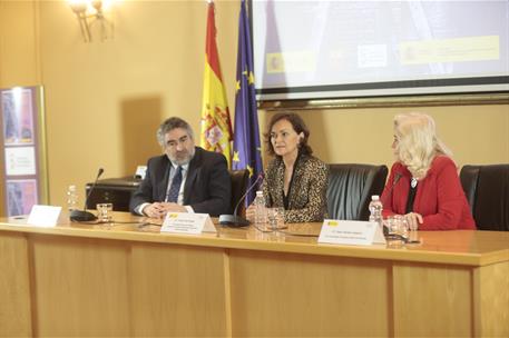 9/03/2020. Calvo interviene en la presentación del archivo personal de María Telo. La vicepresidenta primera del Gobierno y ministra de la P...