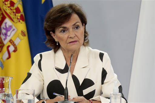 15/09/2020. La vicepresidenta primera del Gobierno, Carmen Calvo