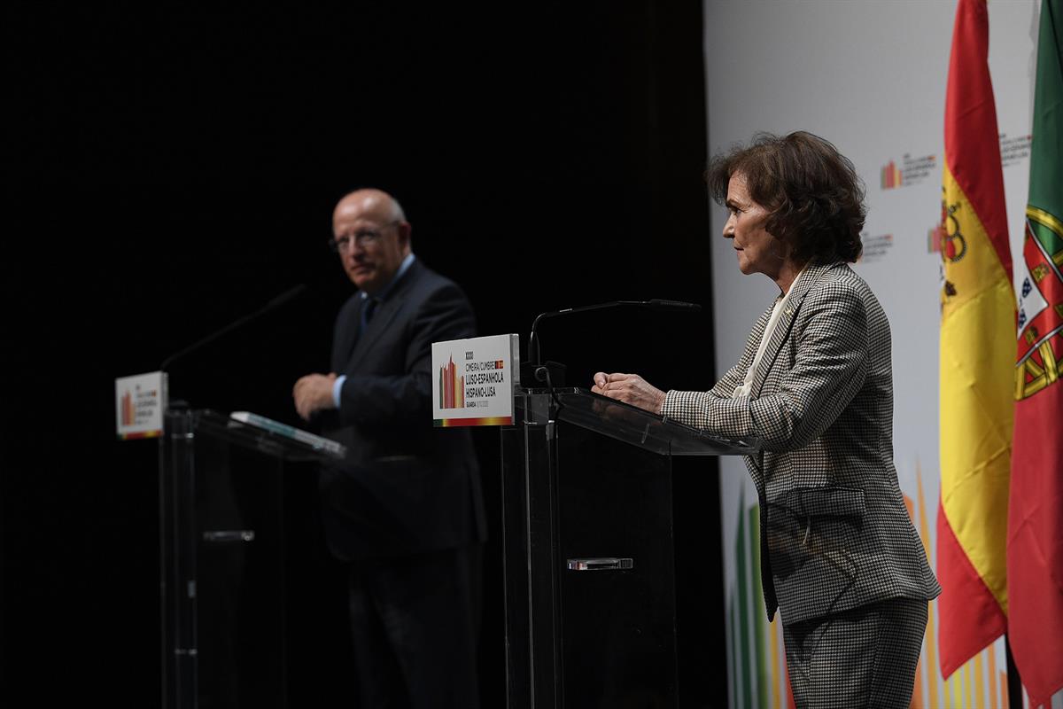 17/10/2020. Carmen Calvo asiste a la XXXI Cumbre hispano-lusa. La vicepresidenta primera y ministra de la Presidencia, Relaciones con las Co...