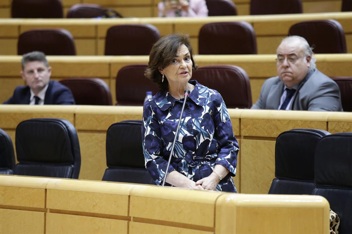 19/05/2020. Respuesta a una interpelación en el Senado. La vicepresidenta primera del Gobierno, ministra de la Presidencia, Relaciones con l...