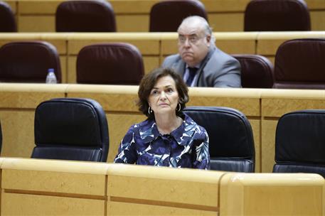 19/05/2020. Respuesta a una interpelación en el Senado. La vicepresidenta primera del Gobierno, ministra de la Presidencia, Relaciones con l...