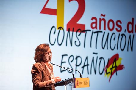 21/12/2020. Carmen Calvo, en la entrega de los Premios Plaza de España 2020. La vicepresidenta primera del Gobierno y ministra de la Preside...