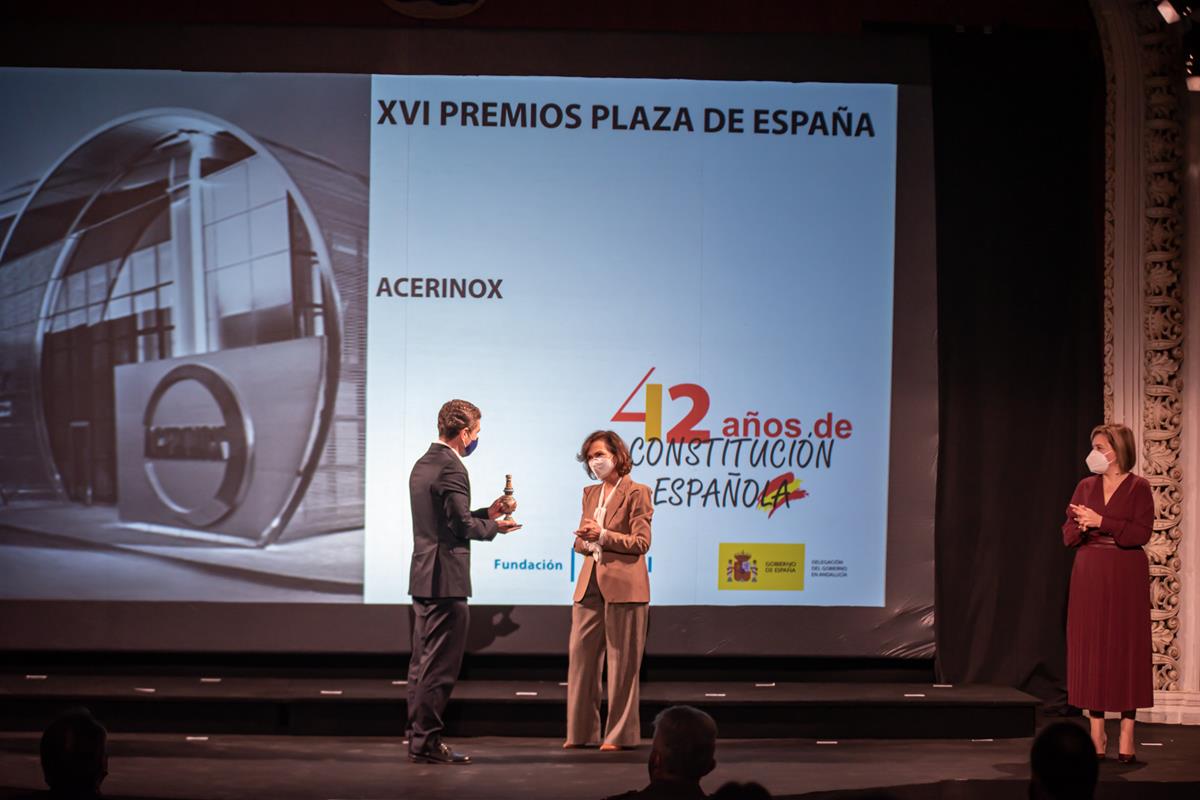 21/12/2020. Carmen Calvo, en la entrega de los Premios Plaza de España 2020. La vicepresidenta primera del Gobierno y ministra de la Preside...