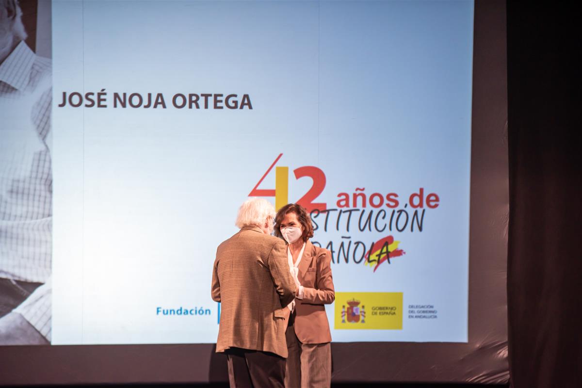 21/12/2020. Carmen Calvo, en la entrega de los Premios Plaza de España 2020. La vicepresidenta primera del Gobierno y ministra de la Preside...