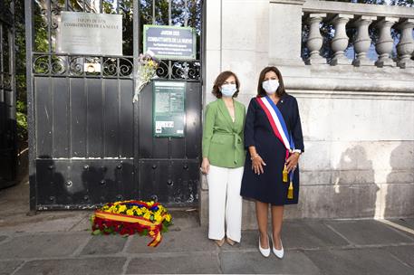 24/08/2020. Viaje institucional de Carmen Calvo a París. La vicepresidenta del Gobierno, Carmen Calvo, y la alcaldesa de París, Anne Hidalgo...