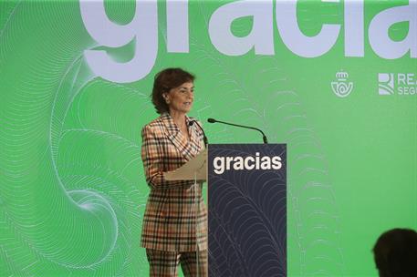 24/09/2020. Carmen Calvo en el acto de homenaje "Gracias", del grupo Vocento. La vicepresidenta primera y ministra de la Presidencia, Relaci...