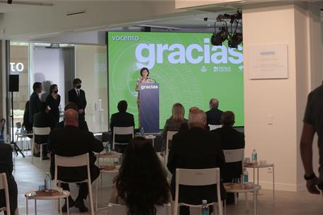 24/09/2020. Carmen Calvo en el acto de homenaje "Gracias", del grupo Vocento. La vicepresidenta primera y ministra de la Presidencia, Relaci...