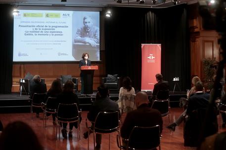 29/10/2020. Carmen Calvo, en la presentación de las Jornadas Galdosianas del Instituto Cervantes. La vicepresidenta primera del Gobierno, mi...