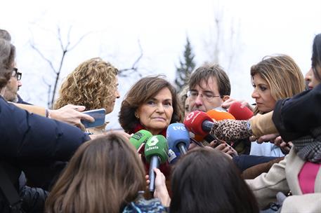 30/01/2020. Calvo asiste al homenaje a los deportados y fallecidos en Mauthausen. La vicepresidenta del Gobierno, ministra de la Presidencia...