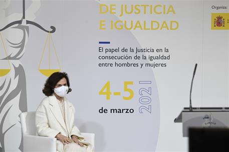 5/03/2021. Calvo clausura las III Jornadas "Justicia e Igualdad". La vicepresidenta primera del Gobierno, ministra de la Presidencia, Relaci...