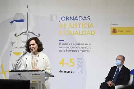 5/03/2021. Calvo clausura las III Jornadas "Justicia e Igualdad". La vicepresidenta primera del Gobierno, ministra de la Presidencia, Relaci...