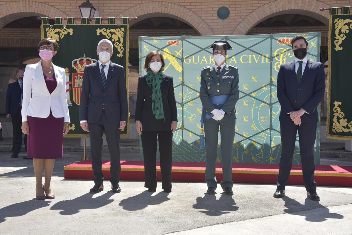 5/04/2021. Calvo, en el acto de toma de posesión de la jefa de la Comandancia de la Guardia Civil de Teruel. La vicepresidenta primera del G...