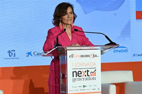 5/07/2021. Carmen Calvo inaugura la jornada sobre 'Next Generation'. La vicepresidenta primera y ministra de la Presidencia, Relaciones con ...